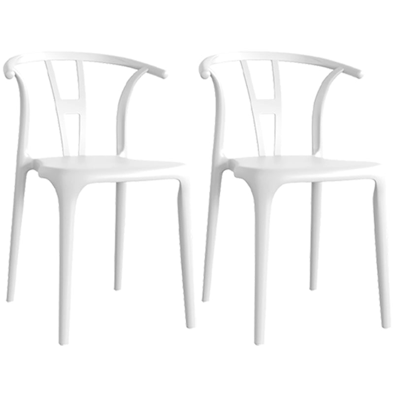 Contemporary Plastic Open Side Chair Stacking Study Room Dining Chair With Matte Finish White Wishbone 2 Piece Set Clearhalo ' kitchen&dining_furn' 'Dining Chairs' 'Dining Tables & Seating' 'dining_chair' 'furn' 'furn_dining_chair' 'Furniture' 'furniture_dining_chair' 'Kitchen & Dining Furniture' 'kitchen' 3576243