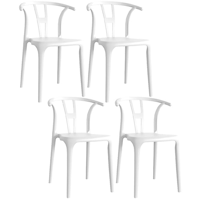 Contemporary Plastic Open Side Chair Stacking Study Room Dining Chair With Matte Finish White Wishbone 4 Piece Set Clearhalo ' kitchen&dining_furn' 'Dining Chairs' 'Dining Tables & Seating' 'dining_chair' 'furn' 'furn_dining_chair' 'Furniture' 'furniture_dining_chair' 'Kitchen & Dining Furniture' 'kitchen' 3576245