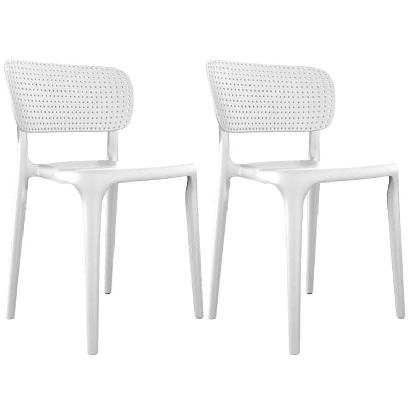 Contemporary Plastic Open Side Chair Stacking Study Room Dining Chair With Matte Finish White Open 2 Piece Set Clearhalo ' kitchen&dining_furn' 'Dining Chairs' 'Dining Tables & Seating' 'dining_chair' 'furn' 'furn_dining_chair' 'Furniture' 'furniture_dining_chair' 'Kitchen & Dining Furniture' 'kitchen' 3576249