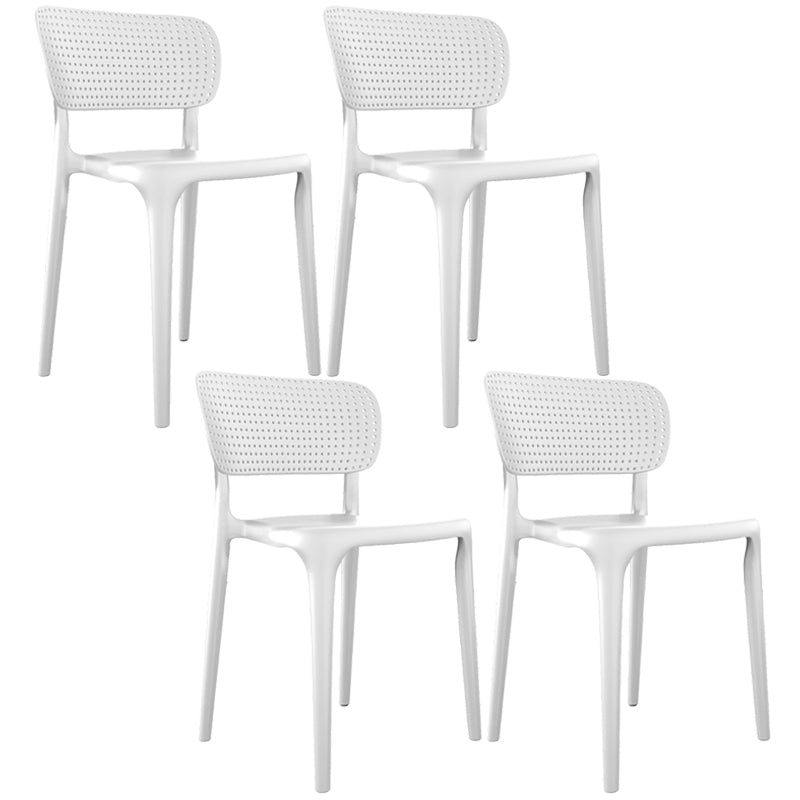 Contemporary Plastic Open Side Chair Stacking Study Room Dining Chair With Matte Finish White Open 4 Piece Set Clearhalo ' kitchen&dining_furn' 'Dining Chairs' 'Dining Tables & Seating' 'dining_chair' 'furn' 'furn_dining_chair' 'Furniture' 'furniture_dining_chair' 'Kitchen & Dining Furniture' 'kitchen' 3576251