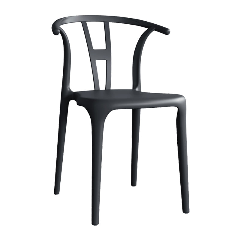 Contemporary Plastic Open Side Chair Stacking Study Room Dining Chair With Matte Finish Black Wishbone 1 Piece Clearhalo ' kitchen&dining_furn' 'Dining Chairs' 'Dining Tables & Seating' 'dining_chair' 'furn' 'furn_dining_chair' 'Furniture' 'furniture_dining_chair' 'Kitchen & Dining Furniture' 'kitchen' 3576253