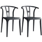 Contemporary Plastic Open Side Chair Stacking Study Room Dining Chair With Matte Finish Black Wishbone 2 Piece Set Clearhalo ' kitchen&dining_furn' 'Dining Chairs' 'Dining Tables & Seating' 'dining_chair' 'furn' 'furn_dining_chair' 'Furniture' 'furniture_dining_chair' 'Kitchen & Dining Furniture' 'kitchen' 3576255