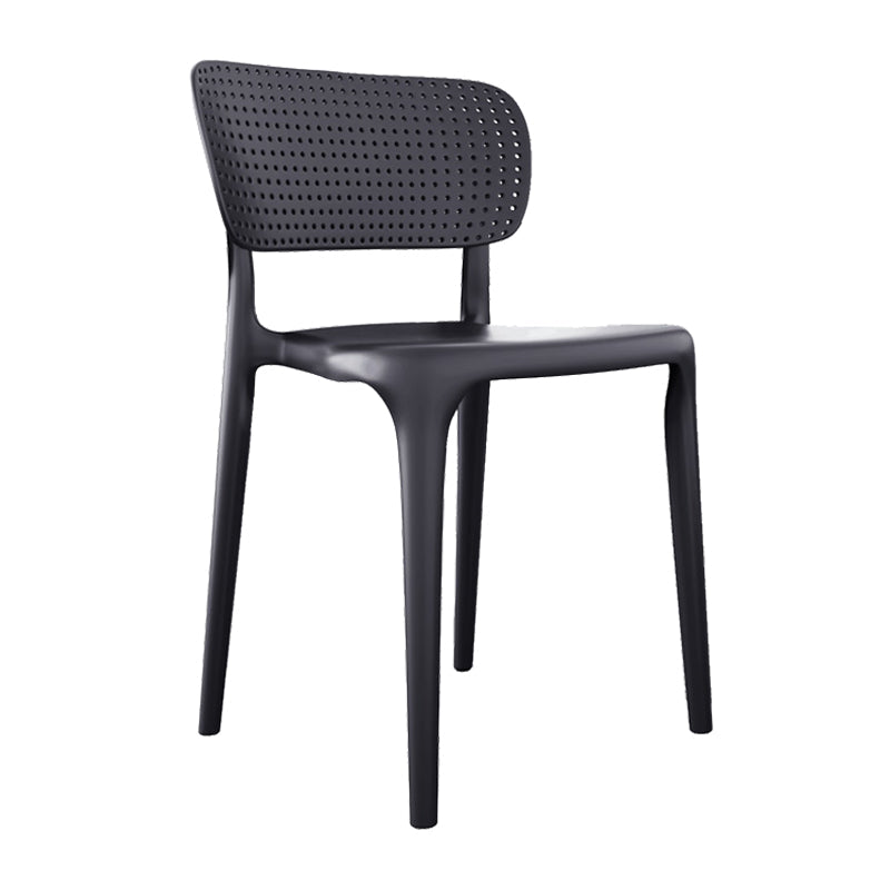 Contemporary Plastic Open Side Chair Stacking Study Room Dining Chair With Matte Finish Black Open 1 Piece Clearhalo ' kitchen&dining_furn' 'Dining Chairs' 'Dining Tables & Seating' 'dining_chair' 'furn' 'furn_dining_chair' 'Furniture' 'furniture_dining_chair' 'Kitchen & Dining Furniture' 'kitchen' 3576260