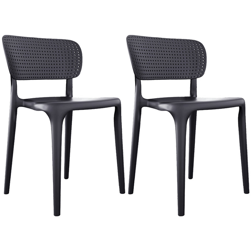 Contemporary Plastic Open Side Chair Stacking Study Room Dining Chair With Matte Finish Black Open 2 Piece Set Clearhalo ' kitchen&dining_furn' 'Dining Chairs' 'Dining Tables & Seating' 'dining_chair' 'furn' 'furn_dining_chair' 'Furniture' 'furniture_dining_chair' 'Kitchen & Dining Furniture' 'kitchen' 3576261