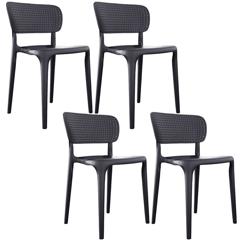 Contemporary Plastic Open Side Chair Stacking Study Room Dining Chair With Matte Finish Black Open 4 Piece Set Clearhalo ' kitchen&dining_furn' 'Dining Chairs' 'Dining Tables & Seating' 'dining_chair' 'furn' 'furn_dining_chair' 'Furniture' 'furniture_dining_chair' 'Kitchen & Dining Furniture' 'kitchen' 3576264