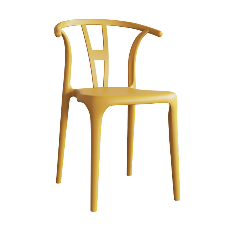 Contemporary Plastic Open Side Chair Stacking Study Room Dining Chair With Matte Finish Yellow Wishbone 1 Piece Clearhalo ' kitchen&dining_furn' 'Dining Chairs' 'Dining Tables & Seating' 'dining_chair' 'furn' 'furn_dining_chair' 'Furniture' 'furniture_dining_chair' 'Kitchen & Dining Furniture' 'kitchen' 3576268