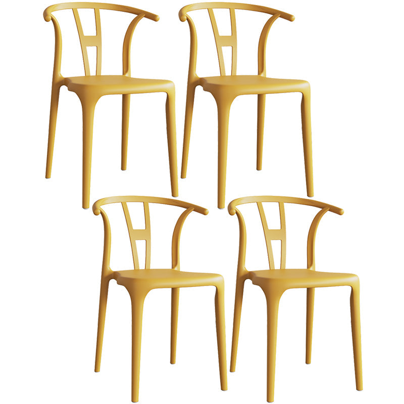 Contemporary Plastic Open Side Chair Stacking Study Room Dining Chair With Matte Finish Yellow Wishbone 4 Piece Set Clearhalo ' kitchen&dining_furn' 'Dining Chairs' 'Dining Tables & Seating' 'dining_chair' 'furn' 'furn_dining_chair' 'Furniture' 'furniture_dining_chair' 'Kitchen & Dining Furniture' 'kitchen' 3576270