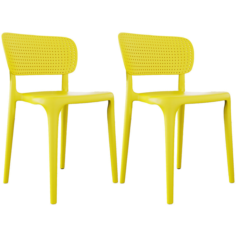 Contemporary Plastic Open Side Chair Stacking Study Room Dining Chair With Matte Finish Yellow Open 2 Piece Set Clearhalo ' kitchen&dining_furn' 'Dining Chairs' 'Dining Tables & Seating' 'dining_chair' 'furn' 'furn_dining_chair' 'Furniture' 'furniture_dining_chair' 'Kitchen & Dining Furniture' 'kitchen' 3576272