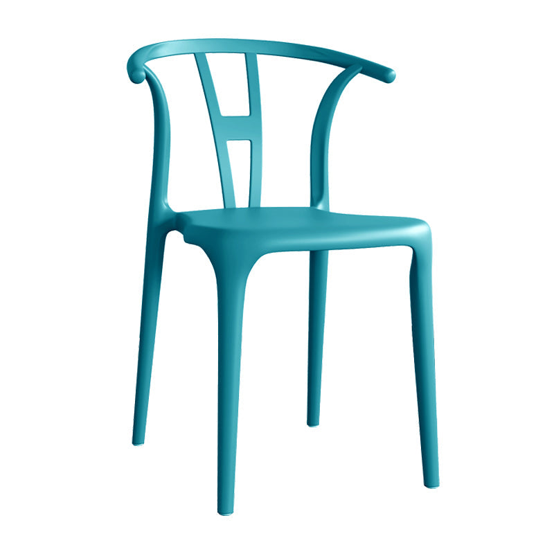 Contemporary Plastic Open Side Chair Stacking Study Room Dining Chair With Matte Finish Blue Wishbone 1 Piece Clearhalo ' kitchen&dining_furn' 'Dining Chairs' 'Dining Tables & Seating' 'dining_chair' 'furn' 'furn_dining_chair' 'Furniture' 'furniture_dining_chair' 'Kitchen & Dining Furniture' 'kitchen' 3576274