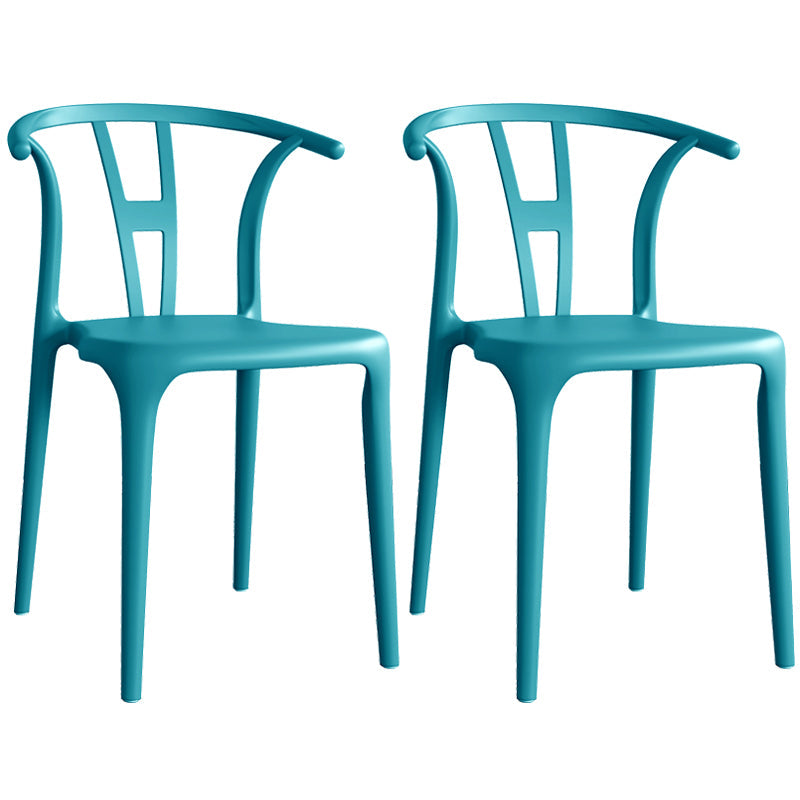 Contemporary Plastic Open Side Chair Stacking Study Room Dining Chair With Matte Finish Blue Wishbone 2 Piece Set Clearhalo ' kitchen&dining_furn' 'Dining Chairs' 'Dining Tables & Seating' 'dining_chair' 'furn' 'furn_dining_chair' 'Furniture' 'furniture_dining_chair' 'Kitchen & Dining Furniture' 'kitchen' 3576275