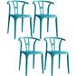Contemporary Plastic Open Side Chair Stacking Study Room Dining Chair With Matte Finish Blue Wishbone 4 Piece Set Clearhalo ' kitchen&dining_furn' 'Dining Chairs' 'Dining Tables & Seating' 'dining_chair' 'furn' 'furn_dining_chair' 'Furniture' 'furniture_dining_chair' 'Kitchen & Dining Furniture' 'kitchen' 3576276