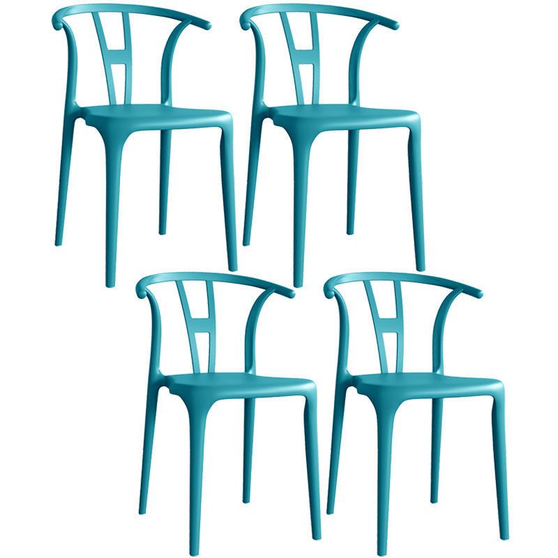 Contemporary Plastic Open Side Chair Stacking Study Room Dining Chair With Matte Finish Blue Wishbone 4 Piece Set Clearhalo ' kitchen&dining_furn' 'Dining Chairs' 'Dining Tables & Seating' 'dining_chair' 'furn' 'furn_dining_chair' 'Furniture' 'furniture_dining_chair' 'Kitchen & Dining Furniture' 'kitchen' 3576276
