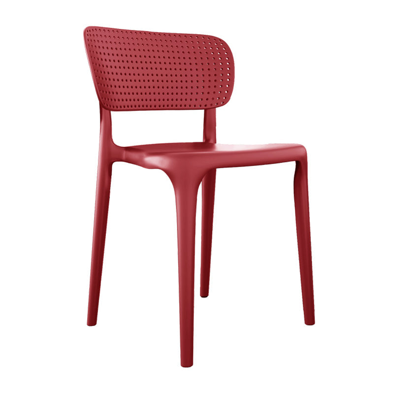 Contemporary Plastic Open Side Chair Stacking Study Room Dining Chair With Matte Finish Red Open 1 Piece Clearhalo ' kitchen&dining_furn' 'Dining Chairs' 'Dining Tables & Seating' 'dining_chair' 'furn' 'furn_dining_chair' 'Furniture' 'furniture_dining_chair' 'Kitchen & Dining Furniture' 'kitchen' 3576280