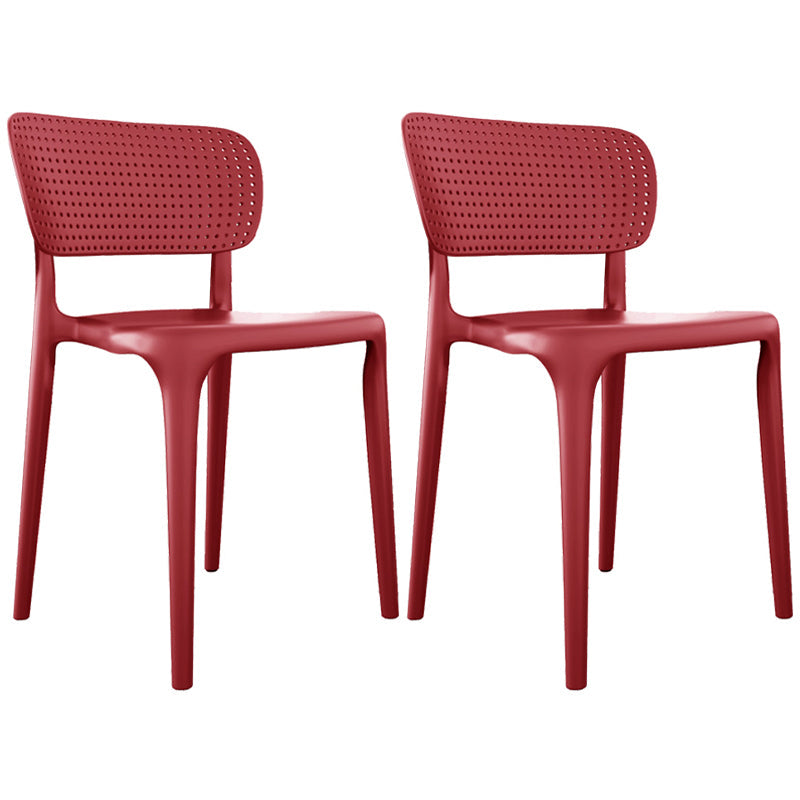 Contemporary Plastic Open Side Chair Stacking Study Room Dining Chair With Matte Finish Red Open 2 Piece Set Clearhalo ' kitchen&dining_furn' 'Dining Chairs' 'Dining Tables & Seating' 'dining_chair' 'furn' 'furn_dining_chair' 'Furniture' 'furniture_dining_chair' 'Kitchen & Dining Furniture' 'kitchen' 3576281