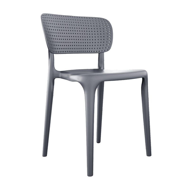 Contemporary Plastic Open Side Chair Stacking Study Room Dining Chair With Matte Finish Grey Open 1 Piece Clearhalo ' kitchen&dining_furn' 'Dining Chairs' 'Dining Tables & Seating' 'dining_chair' 'furn' 'furn_dining_chair' 'Furniture' 'furniture_dining_chair' 'Kitchen & Dining Furniture' 'kitchen' 3576283