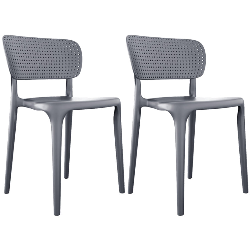 Contemporary Plastic Open Side Chair Stacking Study Room Dining Chair With Matte Finish Grey Open 2 Piece Set Clearhalo ' kitchen&dining_furn' 'Dining Chairs' 'Dining Tables & Seating' 'dining_chair' 'furn' 'furn_dining_chair' 'Furniture' 'furniture_dining_chair' 'Kitchen & Dining Furniture' 'kitchen' 3576284