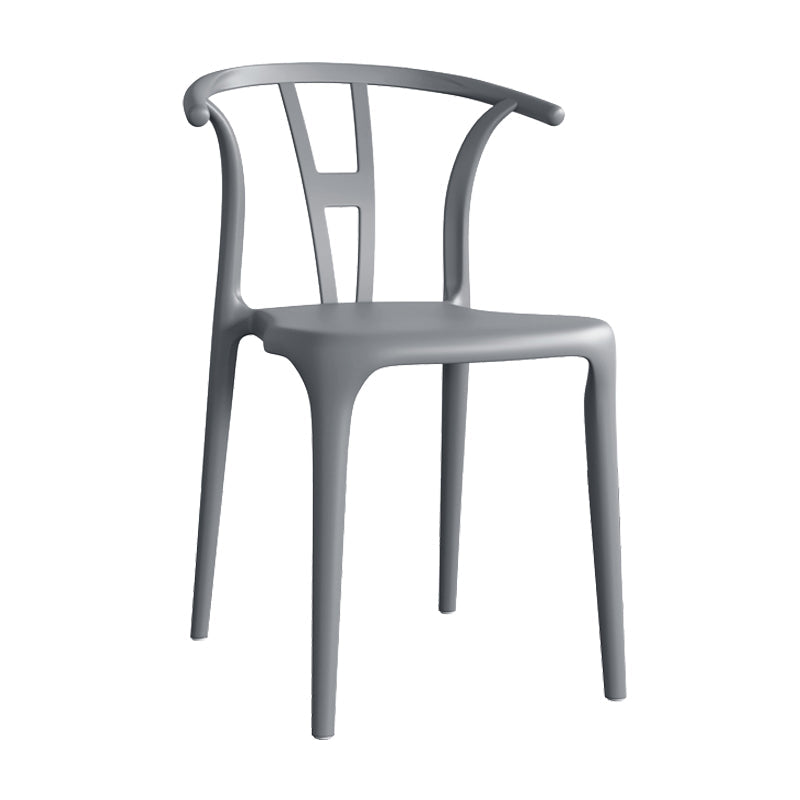 Contemporary Plastic Open Side Chair Stacking Study Room Dining Chair With Matte Finish Grey Wishbone 1 Piece Clearhalo ' kitchen&dining_furn' 'Dining Chairs' 'Dining Tables & Seating' 'dining_chair' 'furn' 'furn_dining_chair' 'Furniture' 'furniture_dining_chair' 'Kitchen & Dining Furniture' 'kitchen' 3576286