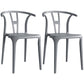 Contemporary Plastic Open Side Chair Stacking Study Room Dining Chair With Matte Finish Grey Wishbone 2 Piece Set Clearhalo ' kitchen&dining_furn' 'Dining Chairs' 'Dining Tables & Seating' 'dining_chair' 'furn' 'furn_dining_chair' 'Furniture' 'furniture_dining_chair' 'Kitchen & Dining Furniture' 'kitchen' 3576287