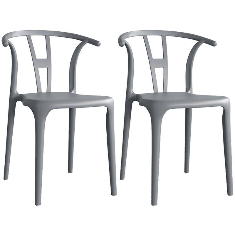 Contemporary Plastic Open Side Chair Stacking Study Room Dining Chair With Matte Finish Grey Wishbone 2 Piece Set Clearhalo ' kitchen&dining_furn' 'Dining Chairs' 'Dining Tables & Seating' 'dining_chair' 'furn' 'furn_dining_chair' 'Furniture' 'furniture_dining_chair' 'Kitchen & Dining Furniture' 'kitchen' 3576287