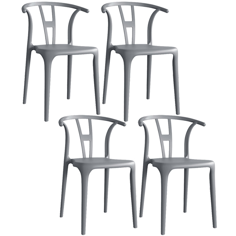 Contemporary Plastic Open Side Chair Stacking Study Room Dining Chair With Matte Finish Grey Wishbone 4 Piece Set Clearhalo ' kitchen&dining_furn' 'Dining Chairs' 'Dining Tables & Seating' 'dining_chair' 'furn' 'furn_dining_chair' 'Furniture' 'furniture_dining_chair' 'Kitchen & Dining Furniture' 'kitchen' 3576288
