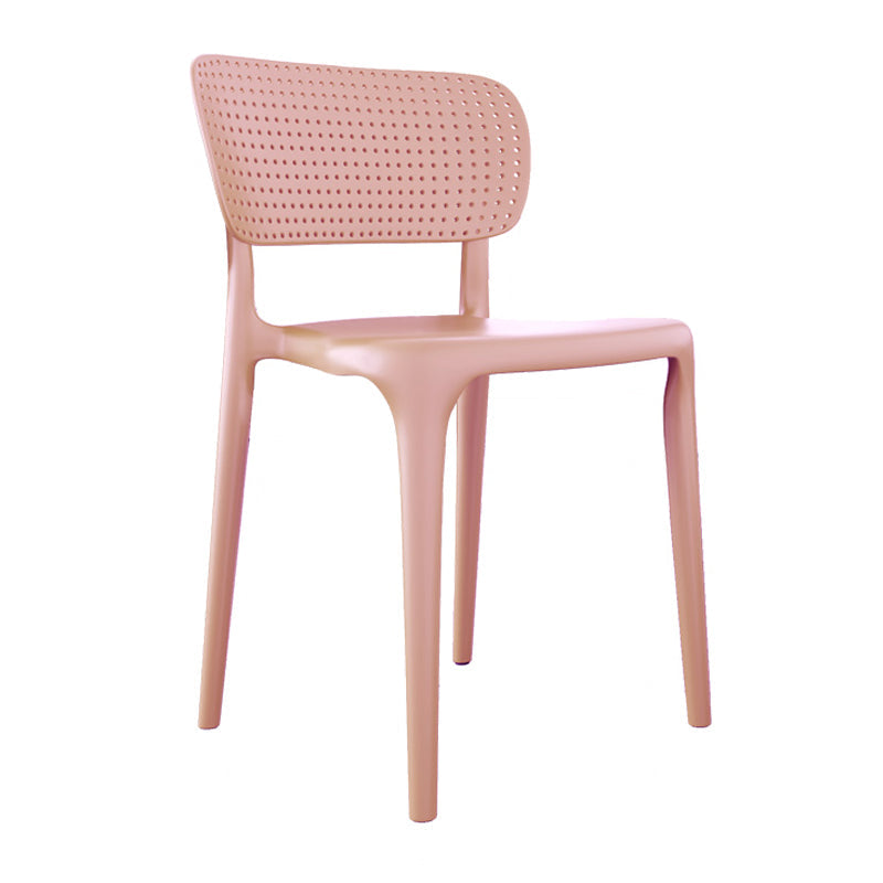 Contemporary Plastic Open Side Chair Stacking Study Room Dining Chair With Matte Finish Pink Open 1 Piece Clearhalo ' kitchen&dining_furn' 'Dining Chairs' 'Dining Tables & Seating' 'dining_chair' 'furn' 'furn_dining_chair' 'Furniture' 'furniture_dining_chair' 'Kitchen & Dining Furniture' 'kitchen' 3576289