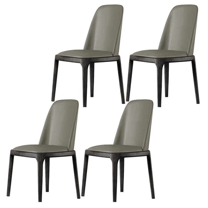 Nordic Style Side Solid Dining Room Chair Leather Parsons Chair for Home Use Smoke Gray 4 Piece Set Clearhalo ' kitchen&dining_furn' 'Dining Chairs' 'Dining Tables & Seating' 'dining_chair' 'furn' 'furn_dining_chair' 'Furniture' 'furniture_dining_chair' 'Kitchen & Dining Furniture' 'kitchen' 3576294