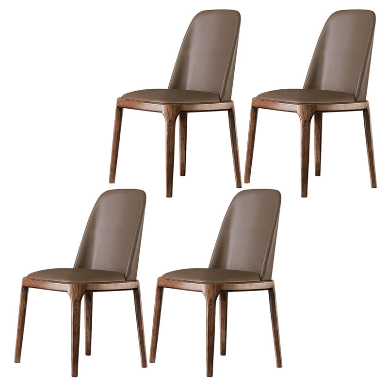 Nordic Style Side Solid Dining Room Chair Leather Parsons Chair for Home Use Coffee 4 Piece Set Clearhalo ' kitchen&dining_furn' 'Dining Chairs' 'Dining Tables & Seating' 'dining_chair' 'furn' 'furn_dining_chair' 'Furniture' 'furniture_dining_chair' 'Kitchen & Dining Furniture' 'kitchen' 3576305