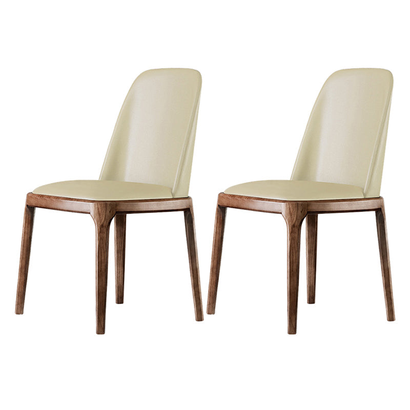 Nordic Style Side Solid Dining Room Chair Leather Parsons Chair for Home Use Beige 2 Piece Set Clearhalo ' kitchen&dining_furn' 'Dining Chairs' 'Dining Tables & Seating' 'dining_chair' 'furn' 'furn_dining_chair' 'Furniture' 'furniture_dining_chair' 'Kitchen & Dining Furniture' 'kitchen' 3576307