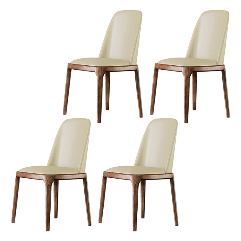 Nordic Style Side Solid Dining Room Chair Leather Parsons Chair for Home Use Beige 4 Piece Set Clearhalo ' kitchen&dining_furn' 'Dining Chairs' 'Dining Tables & Seating' 'dining_chair' 'furn' 'furn_dining_chair' 'Furniture' 'furniture_dining_chair' 'Kitchen & Dining Furniture' 'kitchen' 3576308
