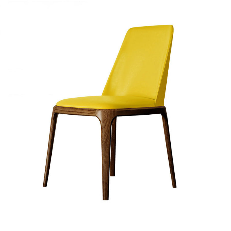 Nordic Style Side Solid Dining Room Chair Leather Parsons Chair for Home Use Yellow 1 Piece Clearhalo ' kitchen&dining_furn' 'Dining Chairs' 'Dining Tables & Seating' 'dining_chair' 'furn' 'furn_dining_chair' 'Furniture' 'furniture_dining_chair' 'Kitchen & Dining Furniture' 'kitchen' 3576309