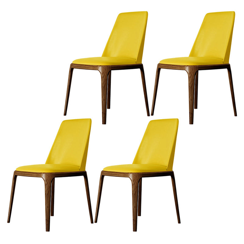 Nordic Style Side Solid Dining Room Chair Leather Parsons Chair for Home Use Yellow 4 Piece Set Clearhalo ' kitchen&dining_furn' 'Dining Chairs' 'Dining Tables & Seating' 'dining_chair' 'furn' 'furn_dining_chair' 'Furniture' 'furniture_dining_chair' 'Kitchen & Dining Furniture' 'kitchen' 3576311