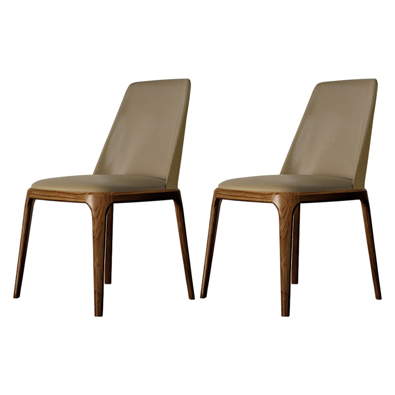 Nordic Style Side Solid Dining Room Chair Leather Parsons Chair for Home Use Khaki 2 Piece Set Clearhalo ' kitchen&dining_furn' 'Dining Chairs' 'Dining Tables & Seating' 'dining_chair' 'furn' 'furn_dining_chair' 'Furniture' 'furniture_dining_chair' 'Kitchen & Dining Furniture' 'kitchen' 3576313