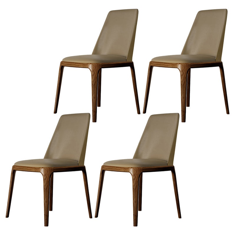 Nordic Style Side Solid Dining Room Chair Leather Parsons Chair for Home Use Khaki 4 Piece Set Clearhalo ' kitchen&dining_furn' 'Dining Chairs' 'Dining Tables & Seating' 'dining_chair' 'furn' 'furn_dining_chair' 'Furniture' 'furniture_dining_chair' 'Kitchen & Dining Furniture' 'kitchen' 3576314