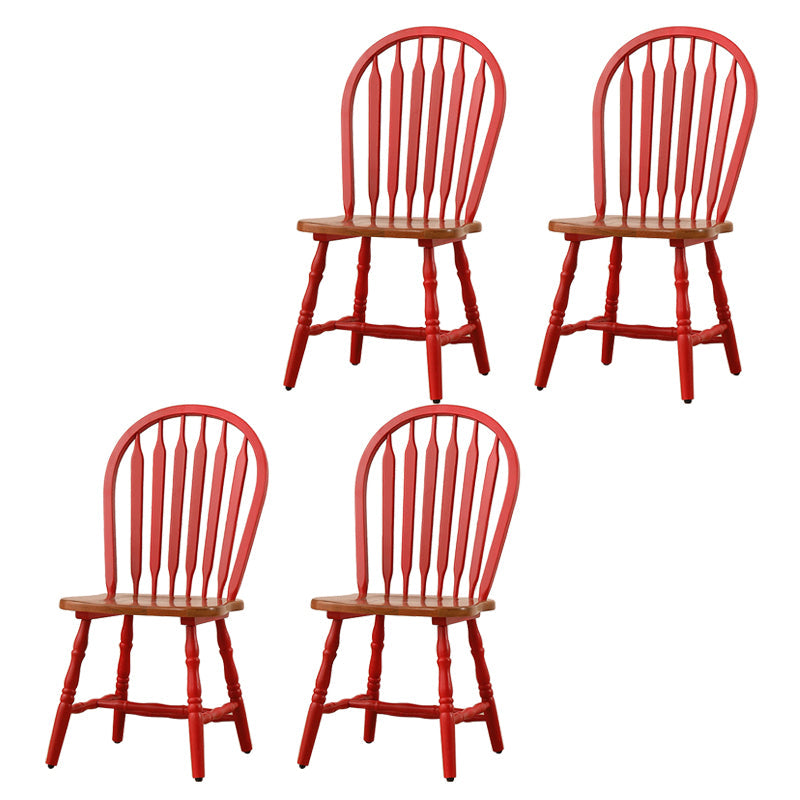 Solid Wood Traditional Dining Room Chair Matte Finish Windsor Back Side Chair Red 4 Piece Set Clearhalo ' kitchen&dining_furn' 'Dining Chairs' 'Dining Tables & Seating' 'dining_chair' 'furn' 'furn_dining_chair' 'Furniture' 'furniture_dining_chair' 'Kitchen & Dining Furniture' 'kitchen' 3576321