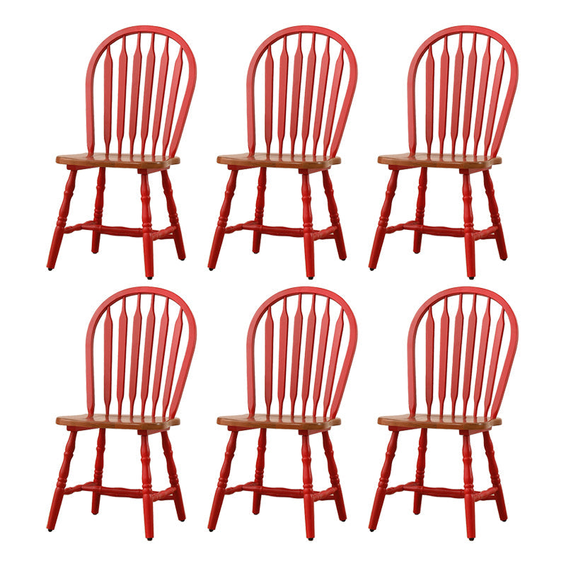 Solid Wood Traditional Dining Room Chair Matte Finish Windsor Back Side Chair Red 6 Piece Set Clearhalo ' kitchen&dining_furn' 'Dining Chairs' 'Dining Tables & Seating' 'dining_chair' 'furn' 'furn_dining_chair' 'Furniture' 'furniture_dining_chair' 'Kitchen & Dining Furniture' 'kitchen' 3576323