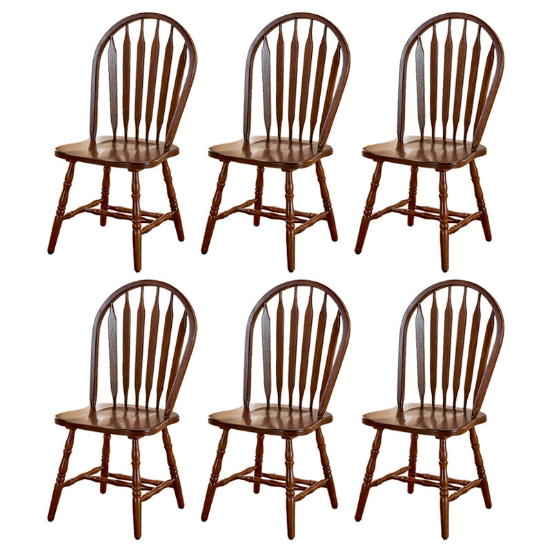Solid Wood Traditional Dining Room Chair Matte Finish Windsor Back Side Chair Dark Coffee 6 Piece Set Clearhalo ' kitchen&dining_furn' 'Dining Chairs' 'Dining Tables & Seating' 'dining_chair' 'furn' 'furn_dining_chair' 'Furniture' 'furniture_dining_chair' 'Kitchen & Dining Furniture' 'kitchen' 3576344