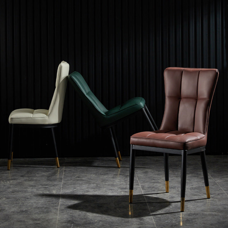 Modern Leather Armless Dining Chairs Upholstered Side Chairs with Metal Legs Clearhalo ' kitchen&dining_furn' 'Dining Chairs' 'Dining Tables & Seating' 'dining_chair' 'furn' 'furn_dining_chair' 'Furniture' 'furniture_dining_chair' 'Kitchen & Dining Furniture' 'kitchen' 3576359