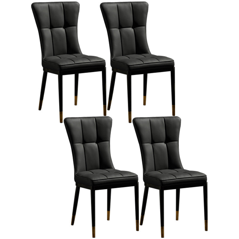 Modern Leather Armless Dining Chairs Upholstered Side Chairs with Metal Legs Black 4 Piece Set Clearhalo ' kitchen&dining_furn' 'Dining Chairs' 'Dining Tables & Seating' 'dining_chair' 'furn' 'furn_dining_chair' 'Furniture' 'furniture_dining_chair' 'Kitchen & Dining Furniture' 'kitchen' 3576360