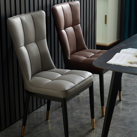 Modern Leather Armless Dining Chairs Upholstered Side Chairs with Metal Legs Clearhalo ' kitchen&dining_furn' 'Dining Chairs' 'Dining Tables & Seating' 'dining_chair' 'furn' 'furn_dining_chair' 'Furniture' 'furniture_dining_chair' 'Kitchen & Dining Furniture' 'kitchen' 3576361