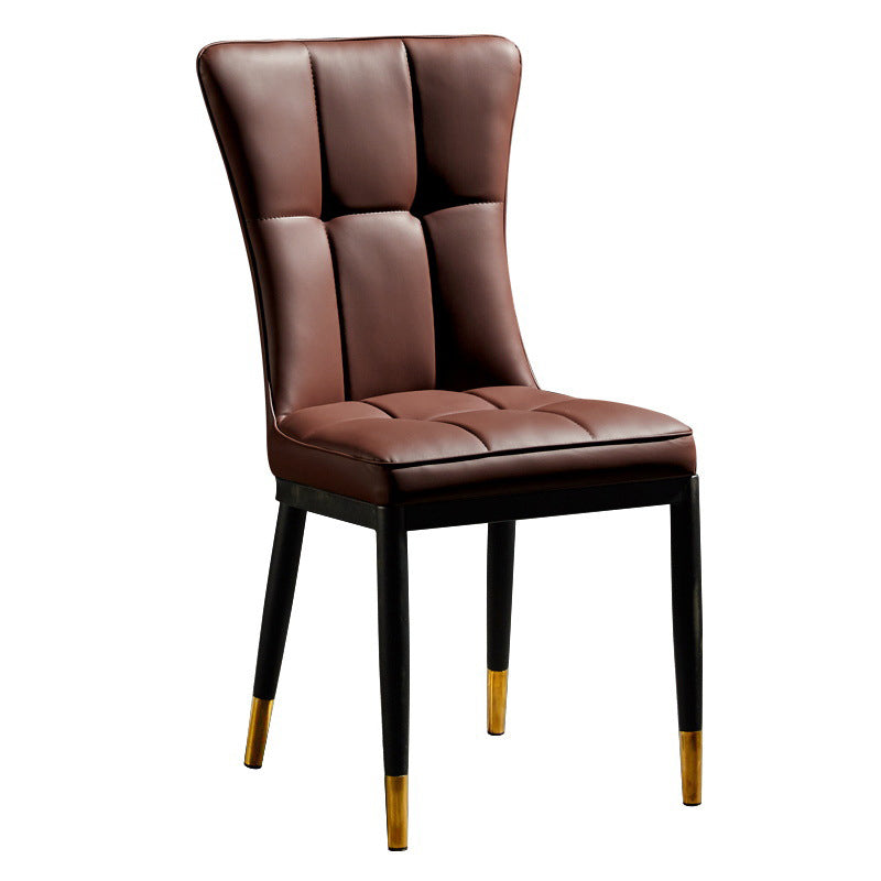 Modern Leather Armless Dining Chairs Upholstered Side Chairs with Metal Legs Coffee 1 Piece Clearhalo ' kitchen&dining_furn' 'Dining Chairs' 'Dining Tables & Seating' 'dining_chair' 'furn' 'furn_dining_chair' 'Furniture' 'furniture_dining_chair' 'Kitchen & Dining Furniture' 'kitchen' 3576362