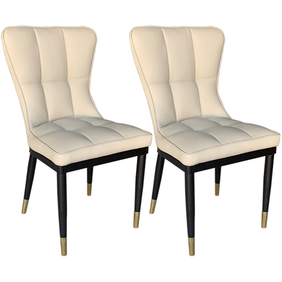 Modern Leather Armless Dining Chairs Upholstered Side Chairs with Metal Legs White 2 Piece Set Clearhalo ' kitchen&dining_furn' 'Dining Chairs' 'Dining Tables & Seating' 'dining_chair' 'furn' 'furn_dining_chair' 'Furniture' 'furniture_dining_chair' 'Kitchen & Dining Furniture' 'kitchen' 3576371