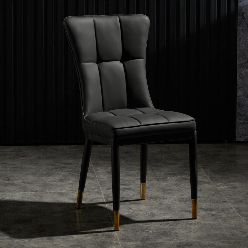 Modern Leather Armless Dining Chairs Upholstered Side Chairs with Metal Legs Black 1 Piece Clearhalo ' kitchen&dining_furn' 'Dining Chairs' 'Dining Tables & Seating' 'dining_chair' 'furn' 'furn_dining_chair' 'Furniture' 'furniture_dining_chair' 'Kitchen & Dining Furniture' 'kitchen' 3576372