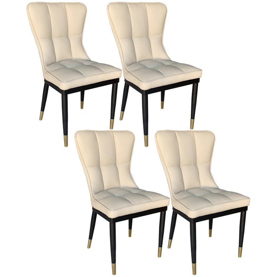 Modern Leather Armless Dining Chairs Upholstered Side Chairs with Metal Legs White 4 Piece Set Clearhalo ' kitchen&dining_furn' 'Dining Chairs' 'Dining Tables & Seating' 'dining_chair' 'furn' 'furn_dining_chair' 'Furniture' 'furniture_dining_chair' 'Kitchen & Dining Furniture' 'kitchen' 3576373
