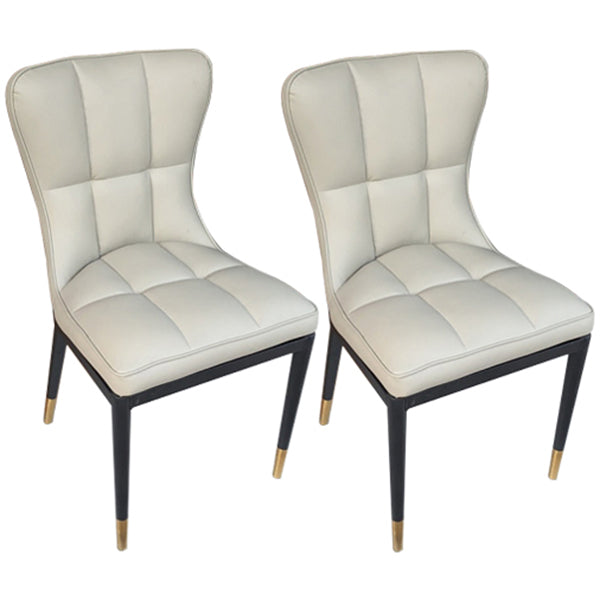 Modern Leather Armless Dining Chairs Upholstered Side Chairs with Metal Legs Cream Gray 2 Piece Set Clearhalo ' kitchen&dining_furn' 'Dining Chairs' 'Dining Tables & Seating' 'dining_chair' 'furn' 'furn_dining_chair' 'Furniture' 'furniture_dining_chair' 'Kitchen & Dining Furniture' 'kitchen' 3576374