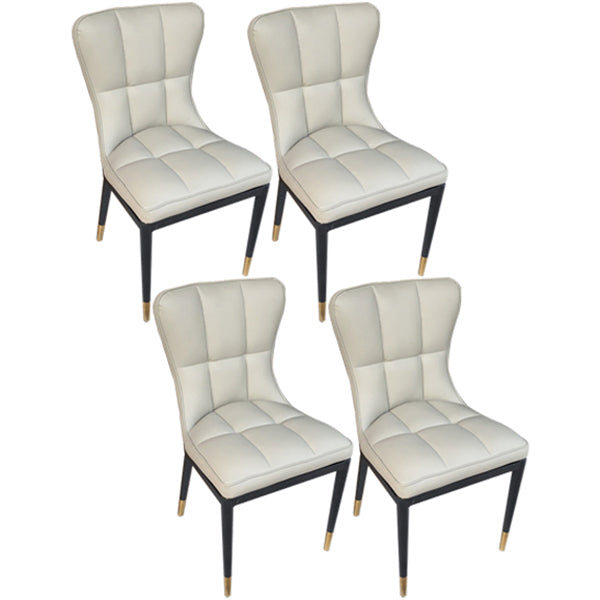 Modern Leather Armless Dining Chairs Upholstered Side Chairs with Metal Legs Cream Gray 4 Piece Set Clearhalo ' kitchen&dining_furn' 'Dining Chairs' 'Dining Tables & Seating' 'dining_chair' 'furn' 'furn_dining_chair' 'Furniture' 'furniture_dining_chair' 'Kitchen & Dining Furniture' 'kitchen' 3576377