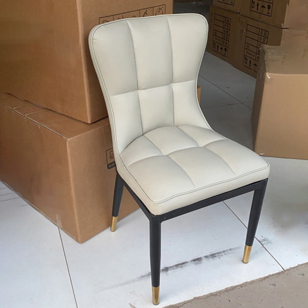 Modern Leather Armless Dining Chairs Upholstered Side Chairs with Metal Legs Cream Gray 1 Piece Clearhalo ' kitchen&dining_furn' 'Dining Chairs' 'Dining Tables & Seating' 'dining_chair' 'furn' 'furn_dining_chair' 'Furniture' 'furniture_dining_chair' 'Kitchen & Dining Furniture' 'kitchen' 3576379
