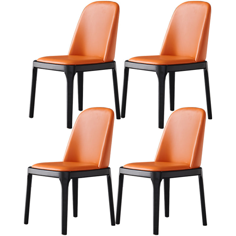 Industrial Dining Chair Solid Back Chair with 4 Wood Legs for Home Use Orange 4 Piece Set Clearhalo ' kitchen&dining_furn' 'Dining Chairs' 'Dining Tables & Seating' 'dining_chair' 'furn' 'furn_dining_chair' 'Furniture' 'furniture_dining_chair' 'Kitchen & Dining Furniture' 'kitchen' 3576388