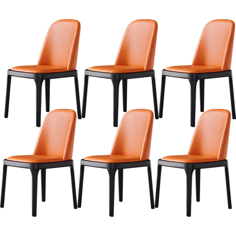 Industrial Dining Chair Solid Back Chair with 4 Wood Legs for Home Use Orange 6 Piece Set Clearhalo ' kitchen&dining_furn' 'Dining Chairs' 'Dining Tables & Seating' 'dining_chair' 'furn' 'furn_dining_chair' 'Furniture' 'furniture_dining_chair' 'Kitchen & Dining Furniture' 'kitchen' 3576390