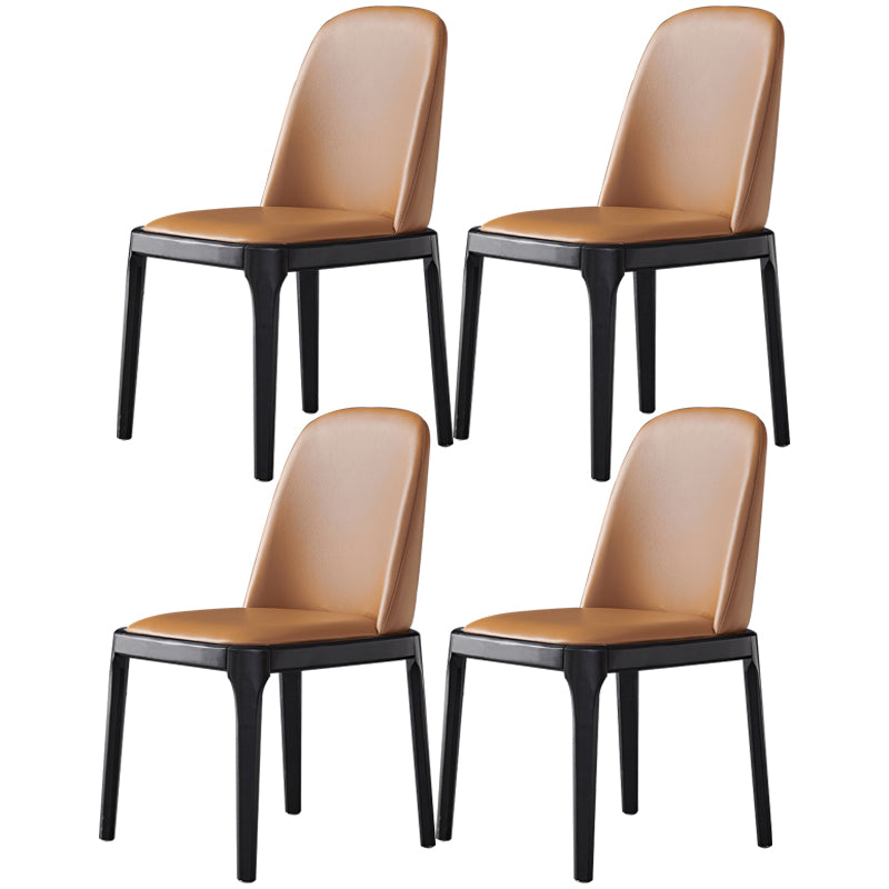 Industrial Dining Chair Solid Back Chair with 4 Wood Legs for Home Use Dark Coffee 4 Piece Set Clearhalo ' kitchen&dining_furn' 'Dining Chairs' 'Dining Tables & Seating' 'dining_chair' 'furn' 'furn_dining_chair' 'Furniture' 'furniture_dining_chair' 'Kitchen & Dining Furniture' 'kitchen' 3576394