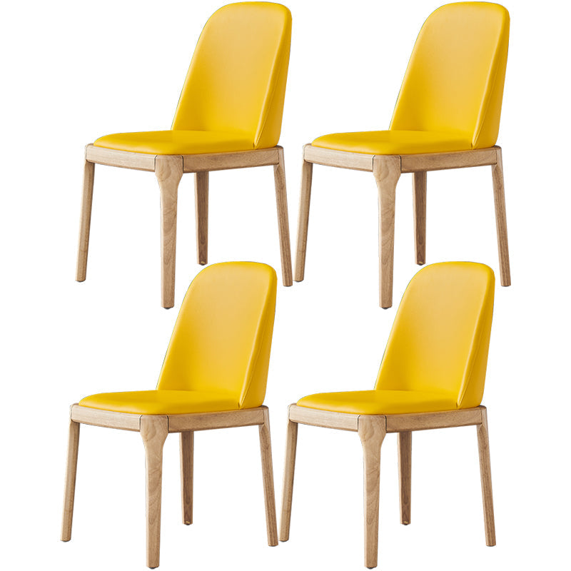 Industrial Dining Chair Solid Back Chair with 4 Wood Legs for Home Use Yellow 4 Piece Set Clearhalo ' kitchen&dining_furn' 'Dining Chairs' 'Dining Tables & Seating' 'dining_chair' 'furn' 'furn_dining_chair' 'Furniture' 'furniture_dining_chair' 'Kitchen & Dining Furniture' 'kitchen' 3576408